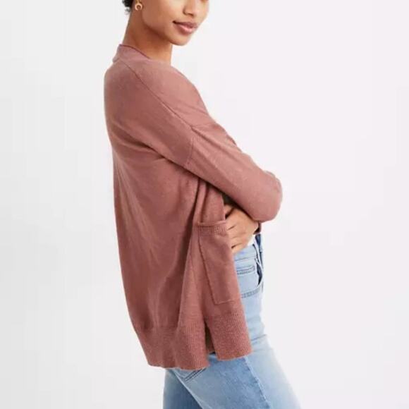 MADEWELL Bradley Cardigan Sweater Dusty Rose {H49} - Picture 2 of 9